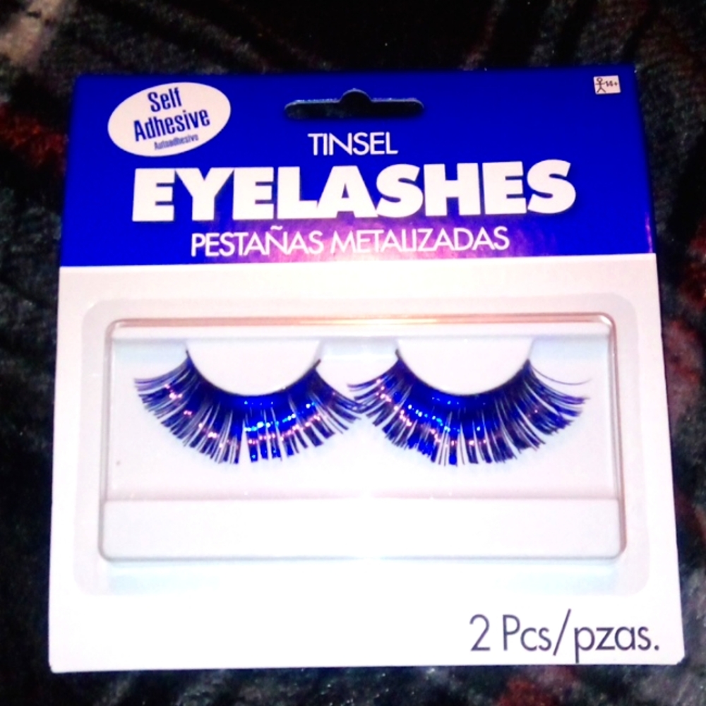 π Shiny Blue "SELF-ADHESIVE STRIP* COSTUME ποΈ LASHES BY: "TINSEL" @(1 PaiR) - Picture 1 of 2